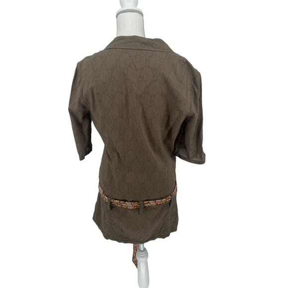 Free People Brown Short Sleeve Safari Utility Button Down Tunic 12 - Picture 2 of 8